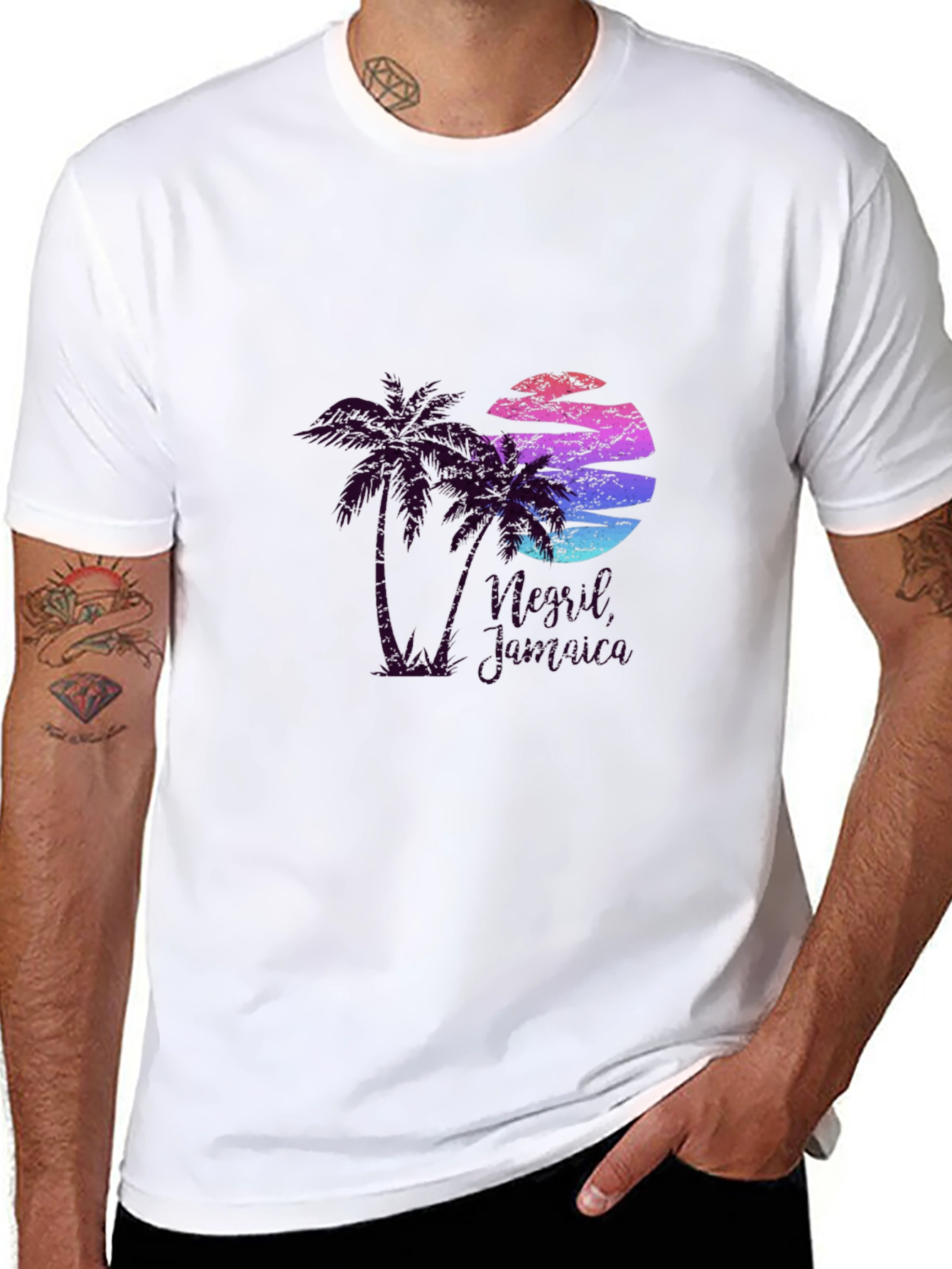 Sunset Palm Tree Graphic Tee - Island Vibes