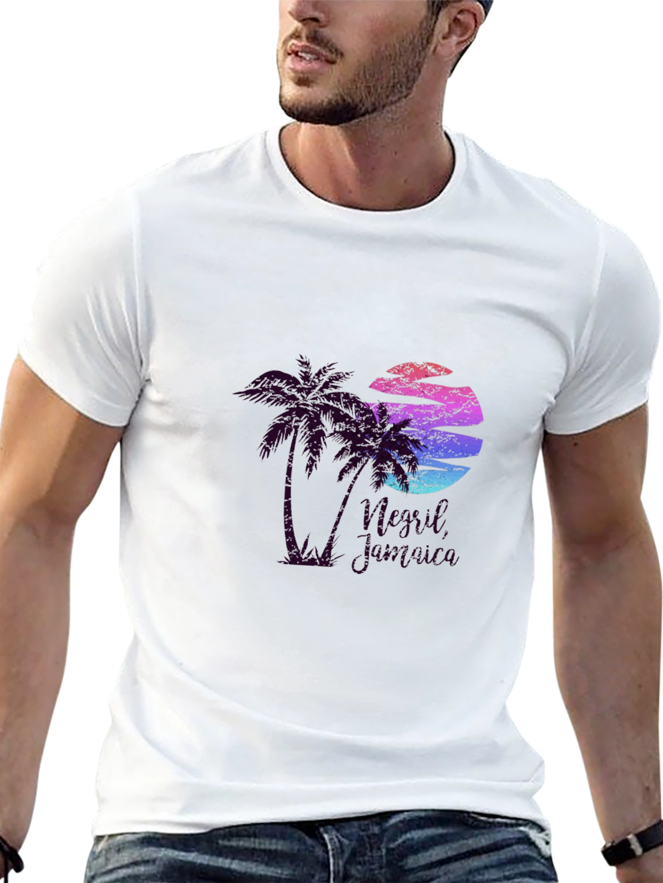Sunset Palm Tree Graphic Tee - Island Vibes