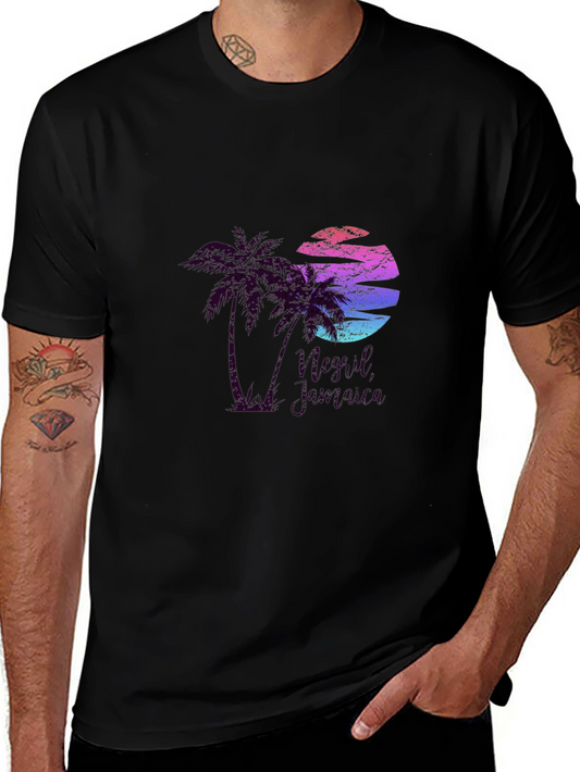 Sunset Palm Tree Graphic Tee - Island Vibes