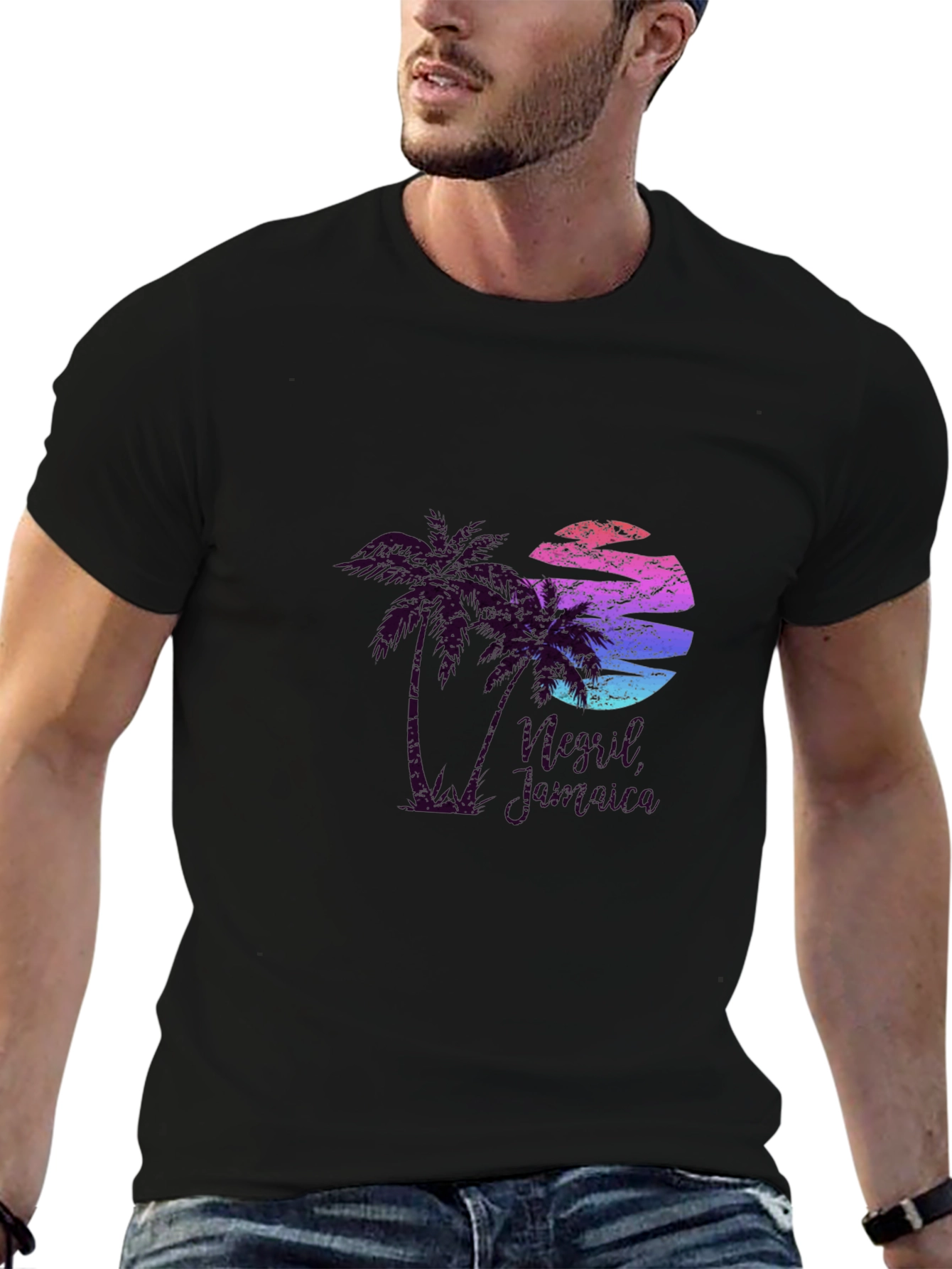 Sunset Palm Tree Graphic Tee - Island Vibes