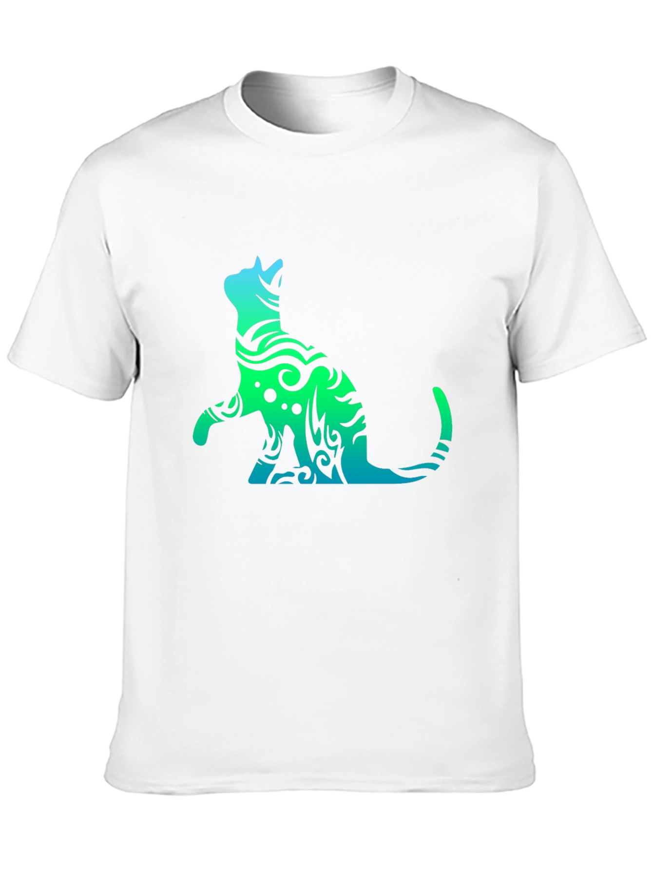 Tribal Cat Graphic Tee - Black Casual T-Shirt