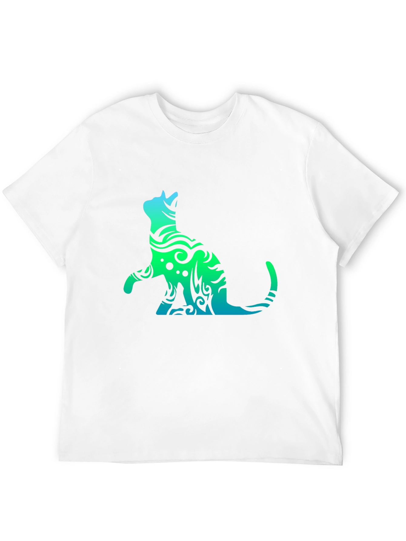 Tribal Cat Graphic Tee - Black Casual T-Shirt