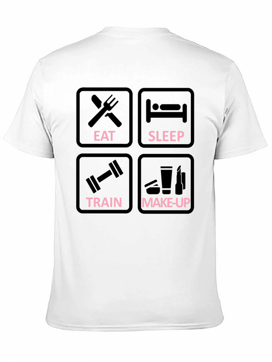 Eat Sleep Train Make-Up Black Graphic Tee