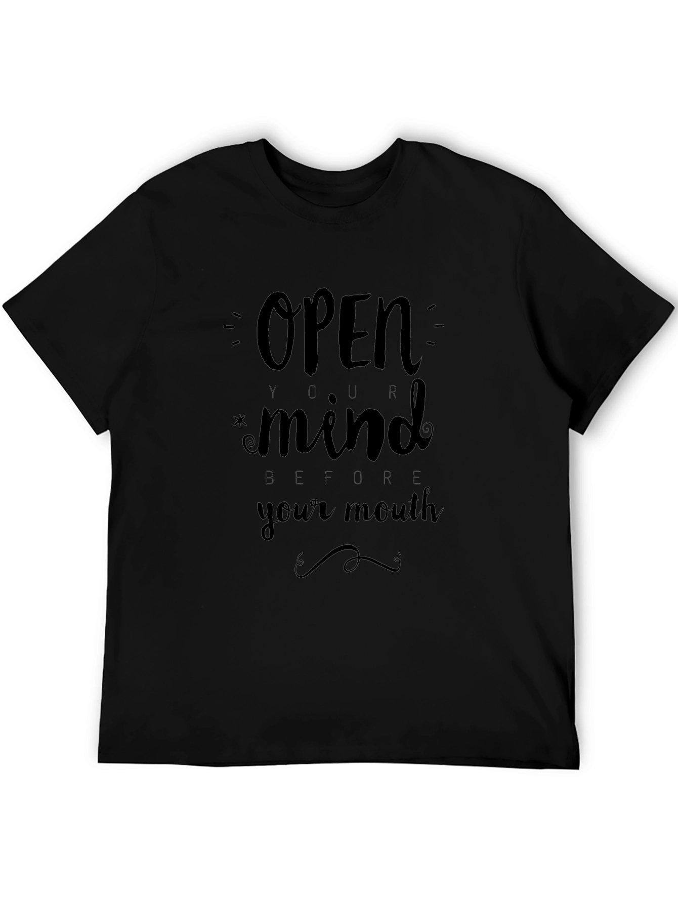 Open Your Mind Graphic Tee - Black Cotton T-Shirt
