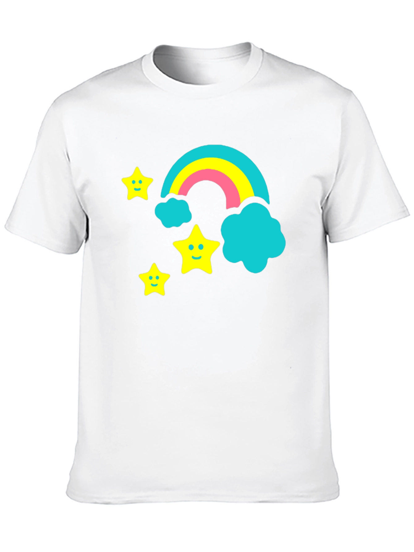 Rainbow & Stars Graphic Tee - Fun Black T-Shirt