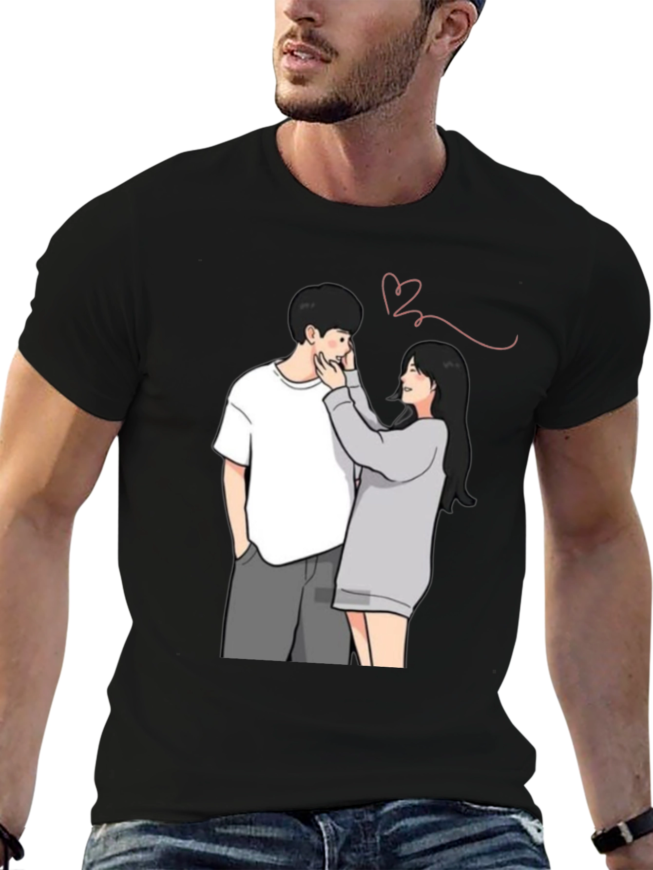 Couple Graphic Print Tee - Black