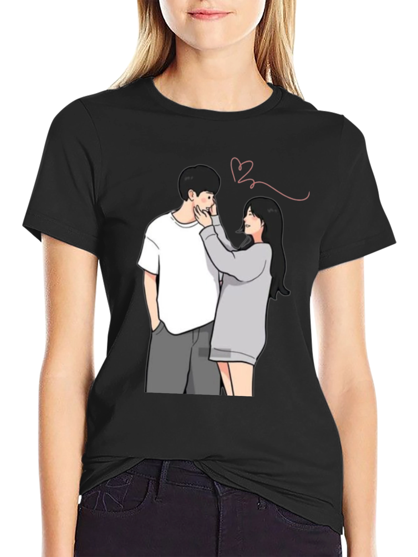 Couple Graphic Print Tee - Black
