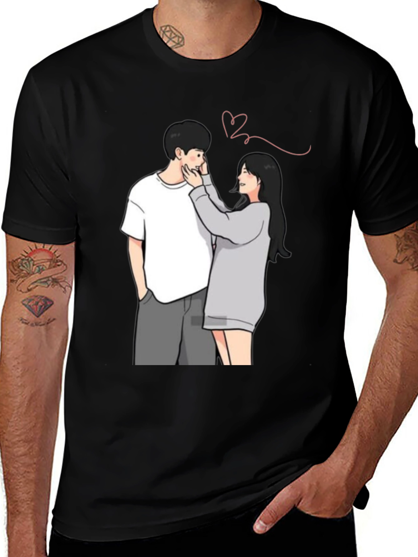 Couple Graphic Print Tee - Black