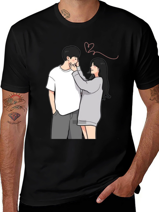 Couple Graphic Print Tee - Black