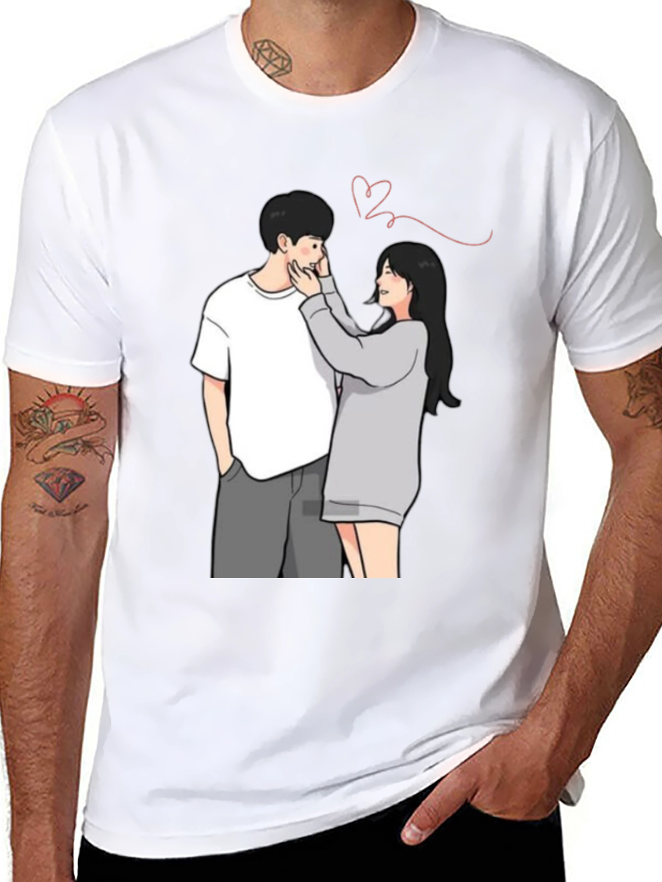 Couple Graphic Print Tee - Black