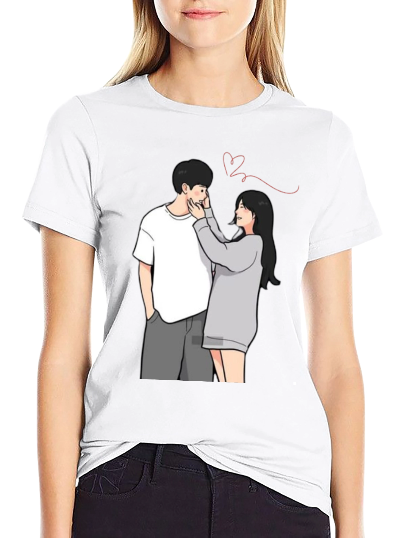 Couple Graphic Print Tee - Black
