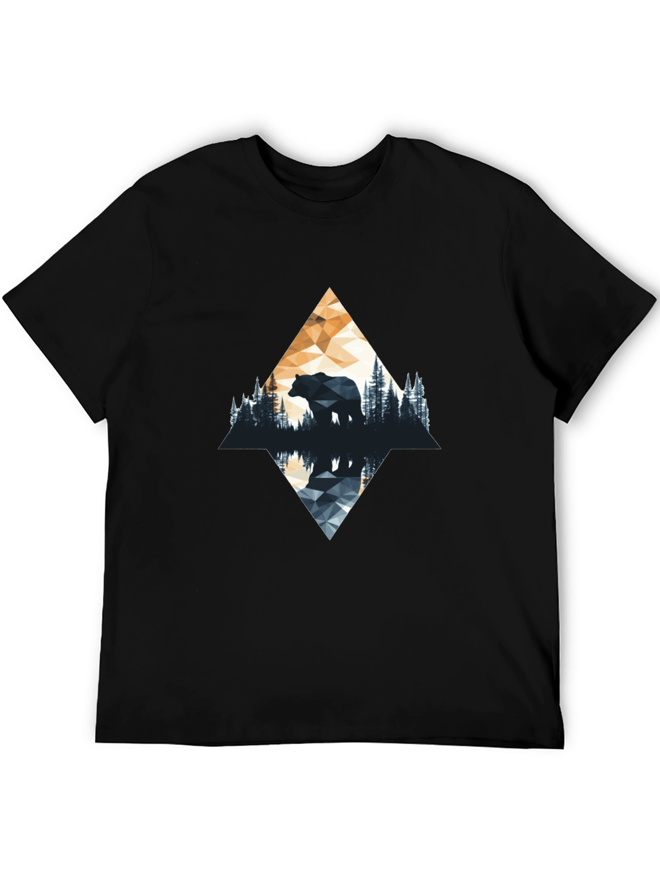 Geometric Bear Graphic T-Shirt - Nature Inspired