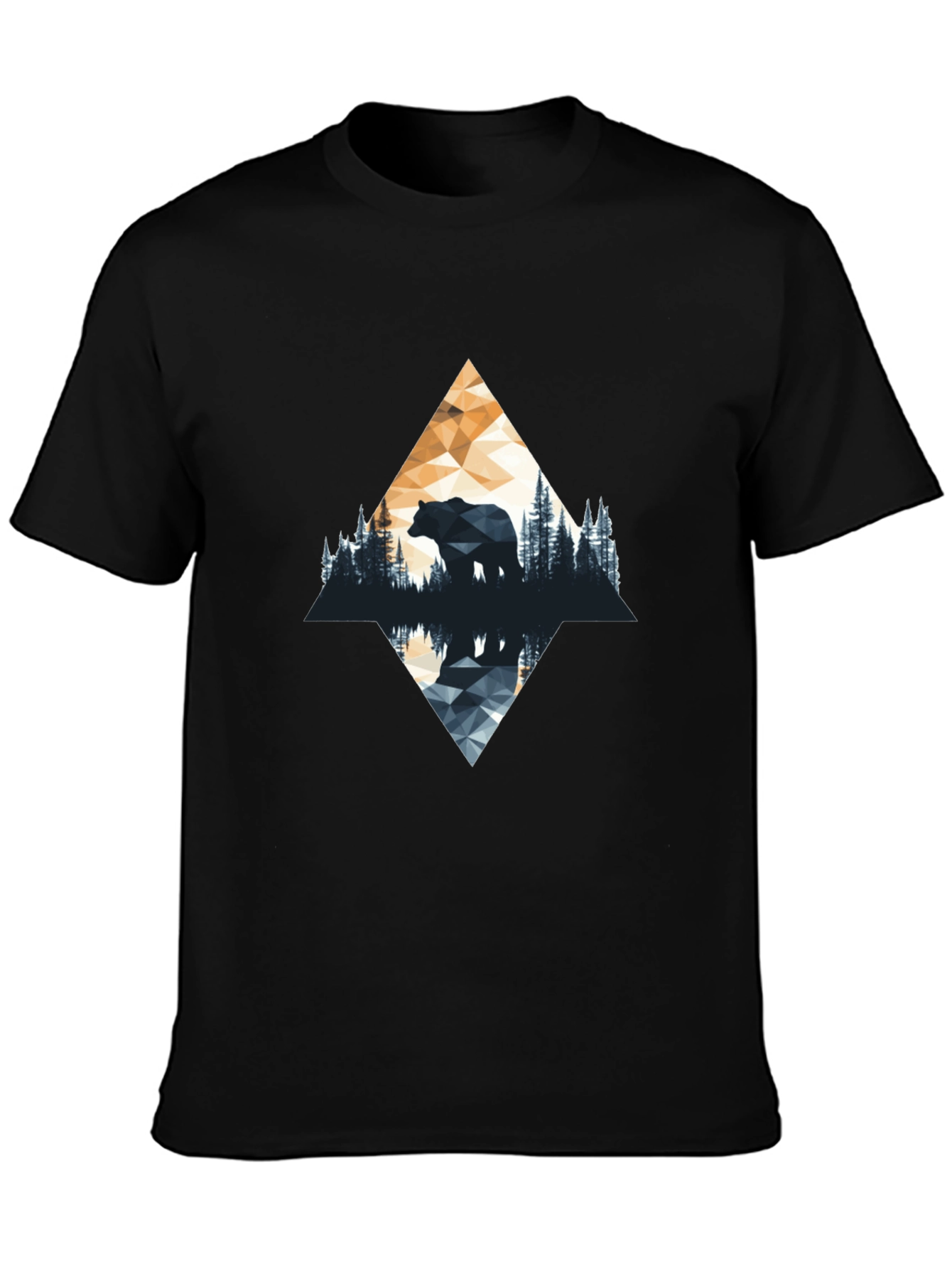 Geometric Bear Graphic T-Shirt - Nature Inspired
