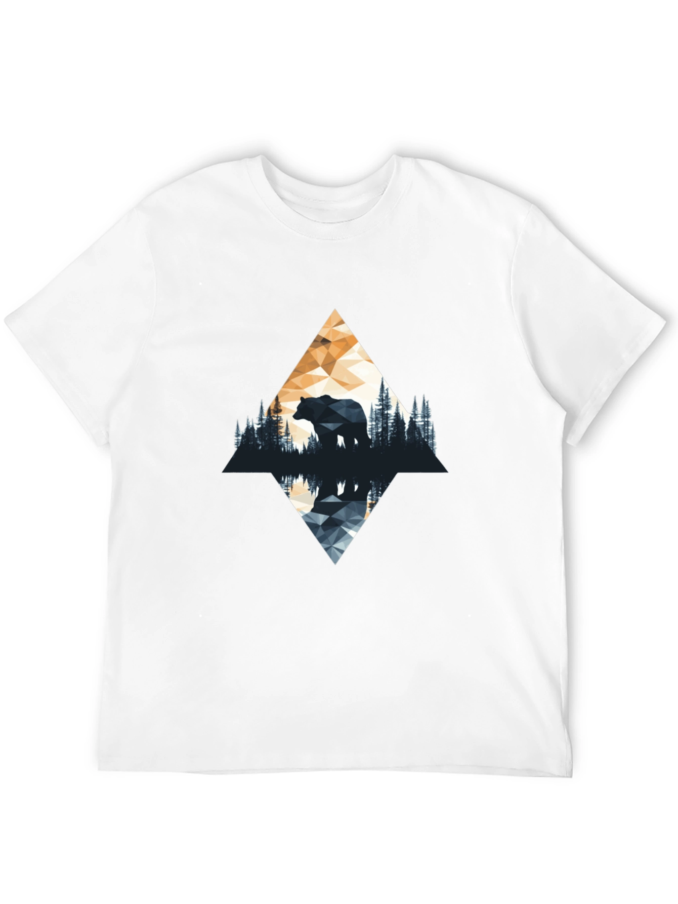 Geometric Bear Graphic T-Shirt - Nature Inspired