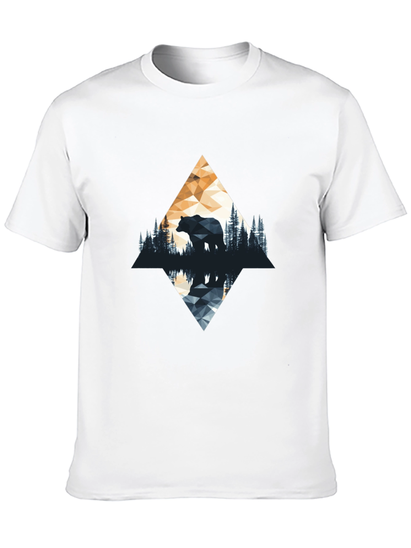 Geometric Bear Graphic T-Shirt - Nature Inspired