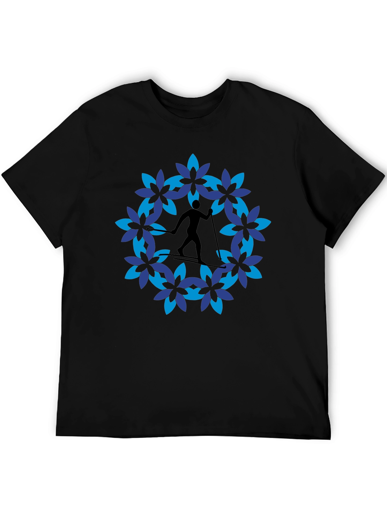 Skiing Flower Graphic Tee - Black