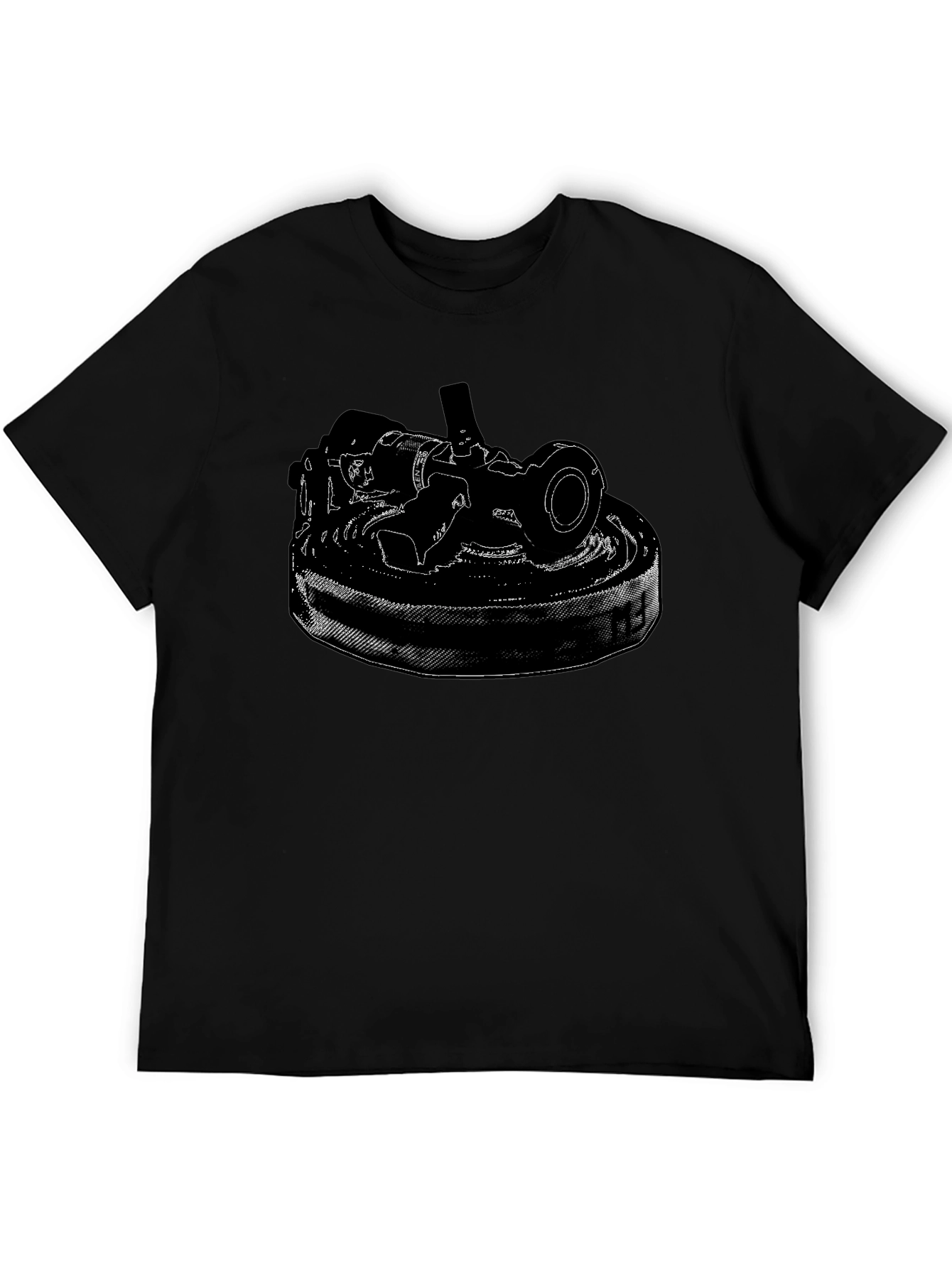 Black T-Shirt with Detailed Camera Print