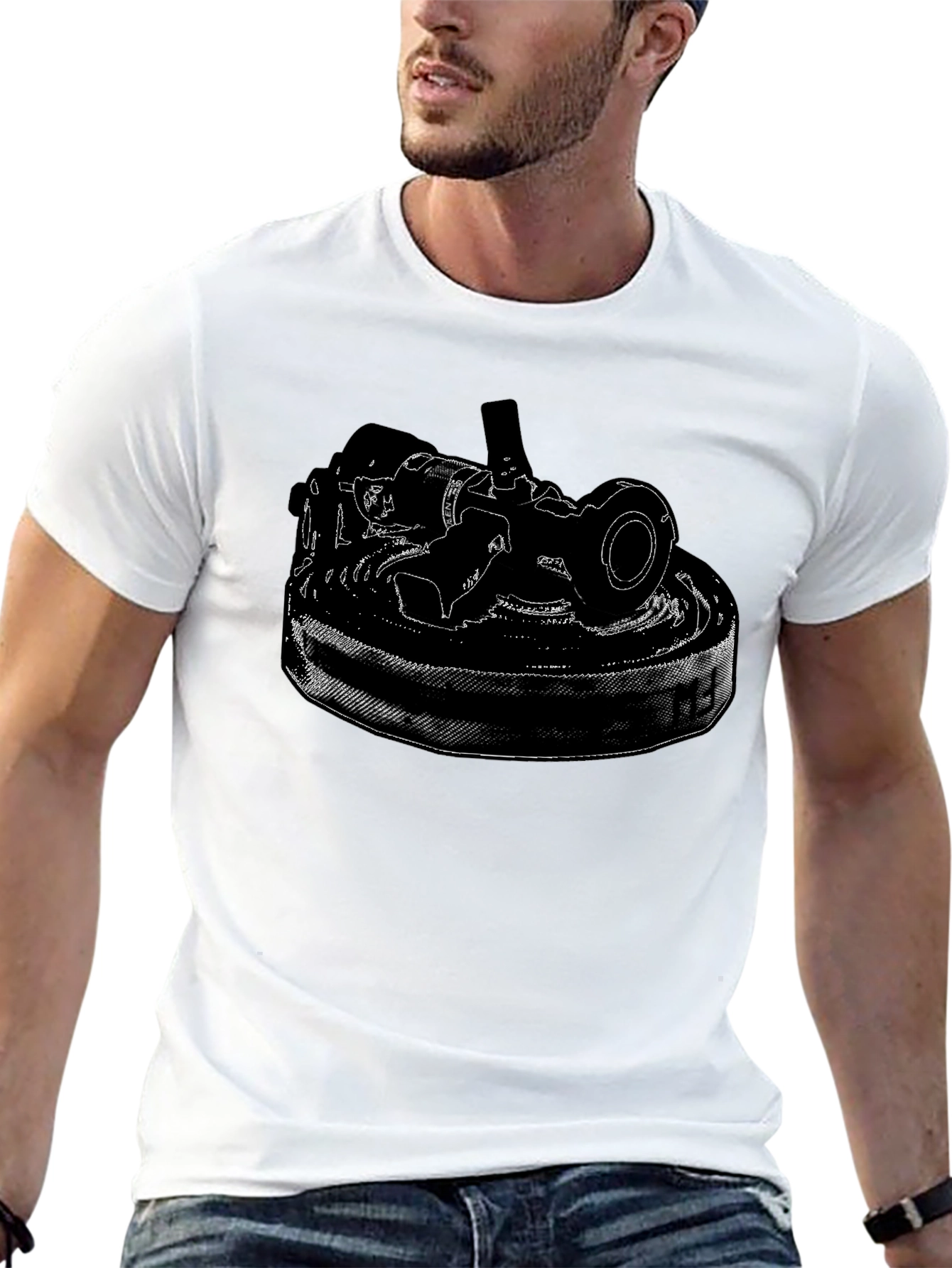 Black T-Shirt with Detailed Camera Print