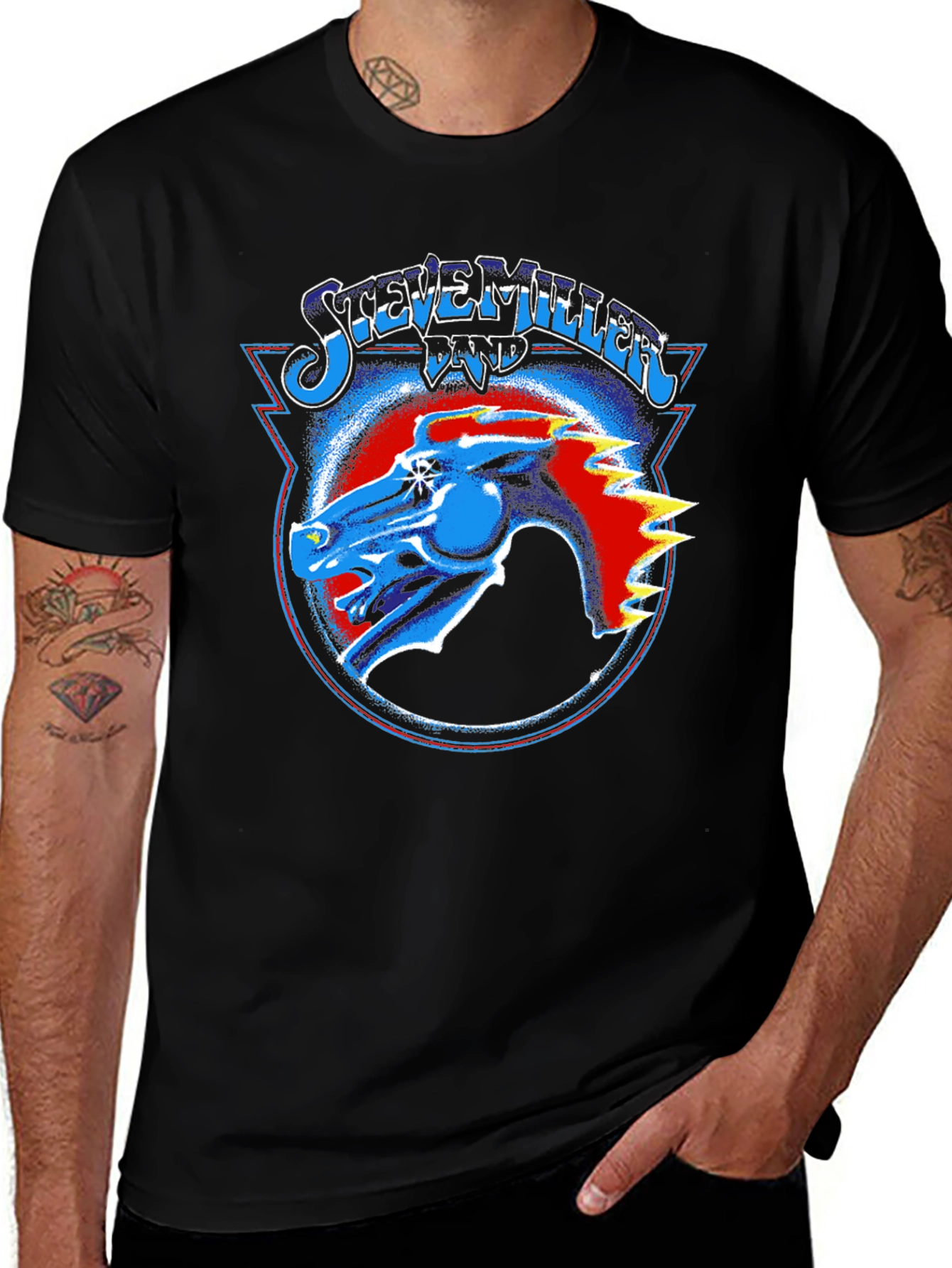 Steve Miller Band Graphic Tee - Black Cotton T-Shirt