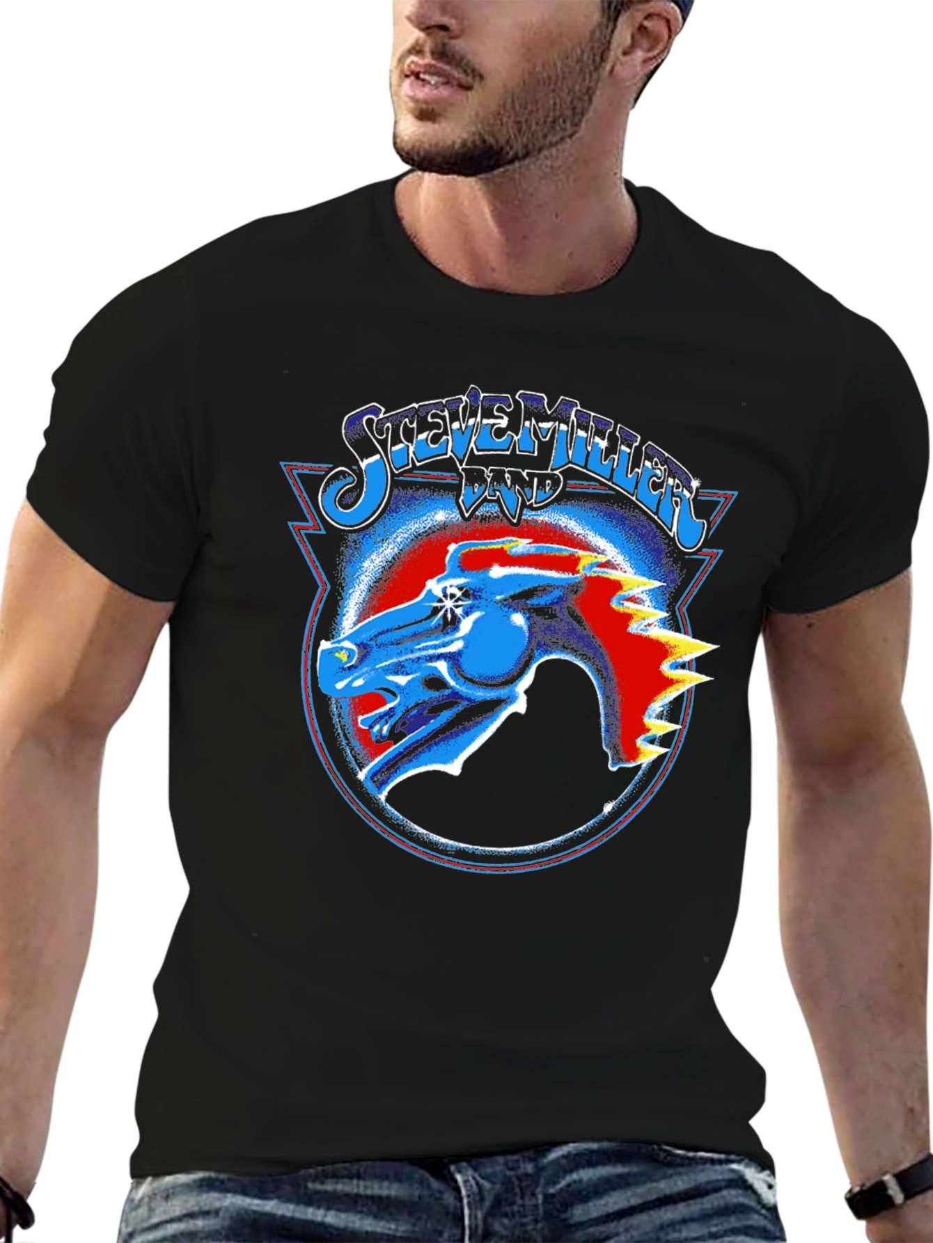 Steve Miller Band Graphic Tee - Black Cotton T-Shirt