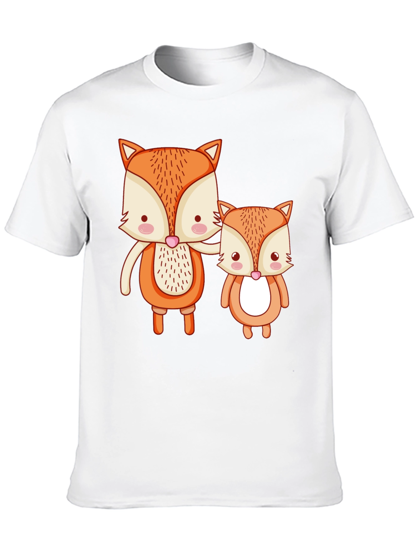 Cute Fox Family Graphic Tee - Black