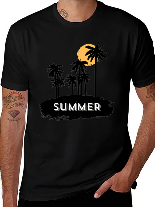 Summer Palm Tree Graphic Tee - Tropical Vacation Vibes