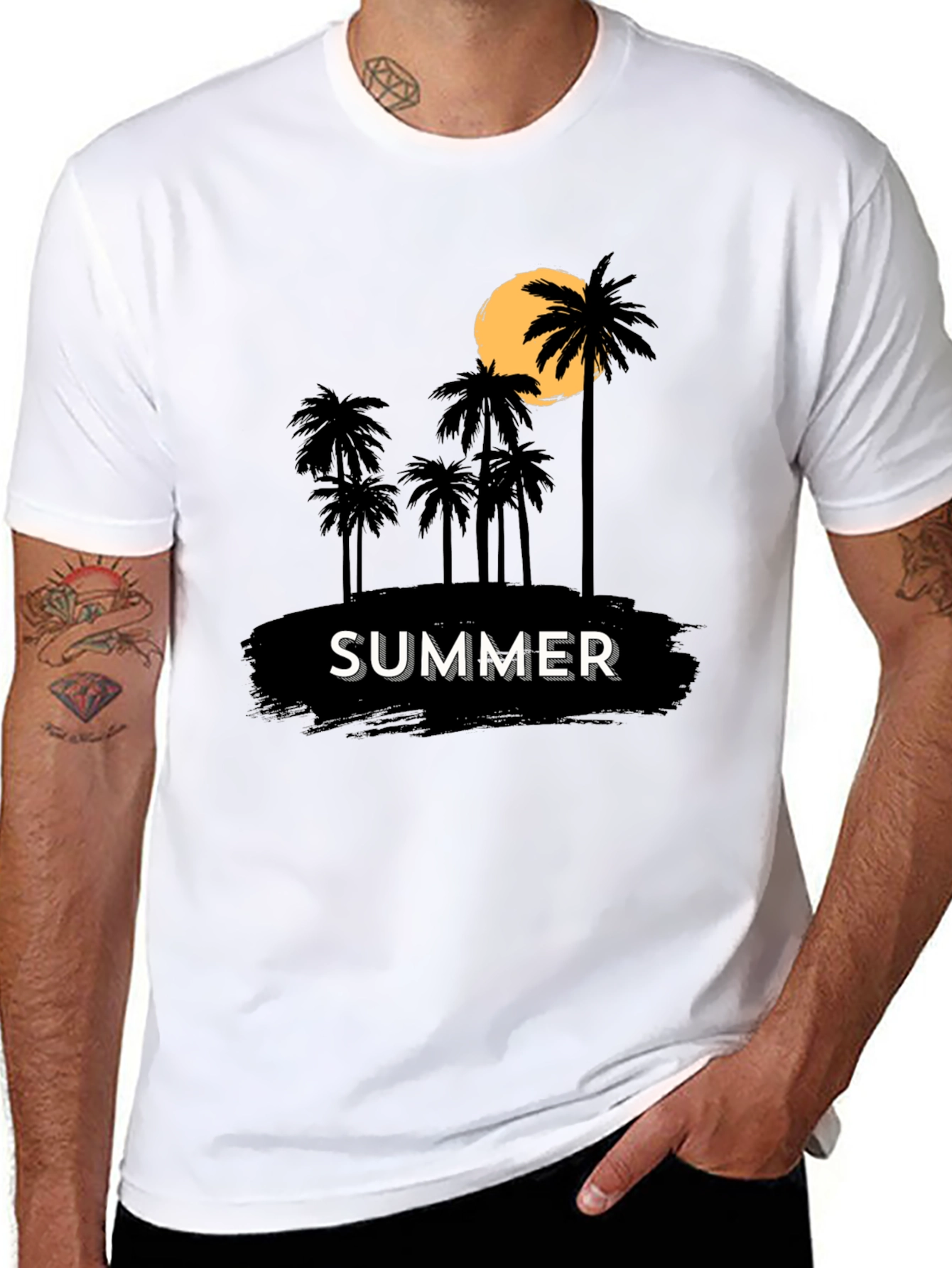 Summer Palm Tree Graphic Tee - Tropical Vacation Vibes