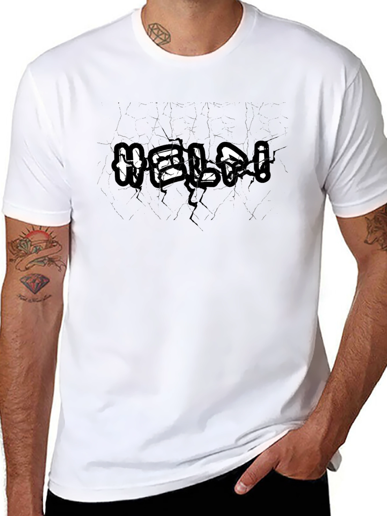 Cracked HELP! Black Graphic Tee