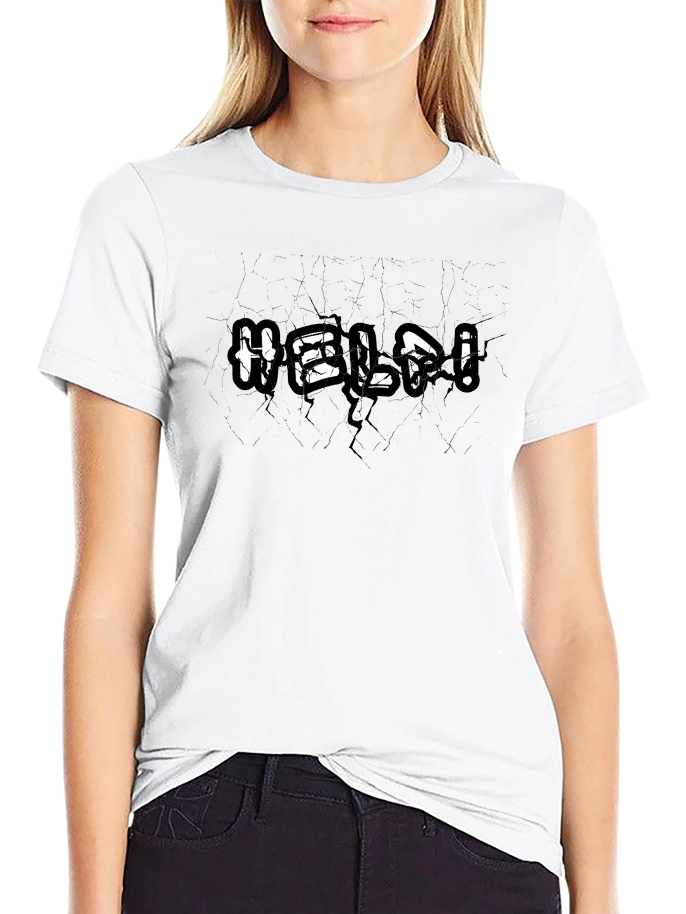 Cracked HELP! Black Graphic Tee