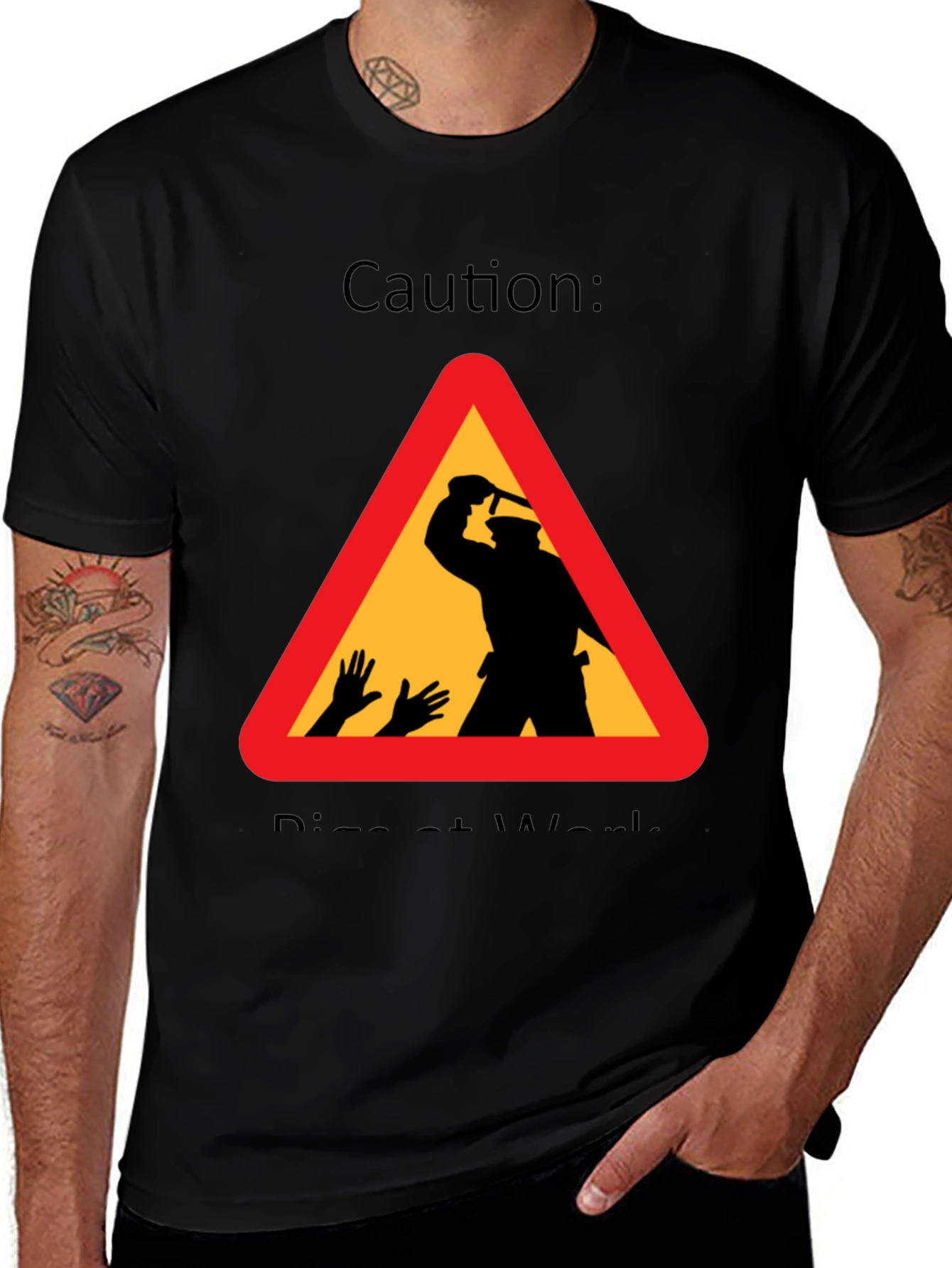 Caution: Dismemberment at Work Black Graphic T-Shirt