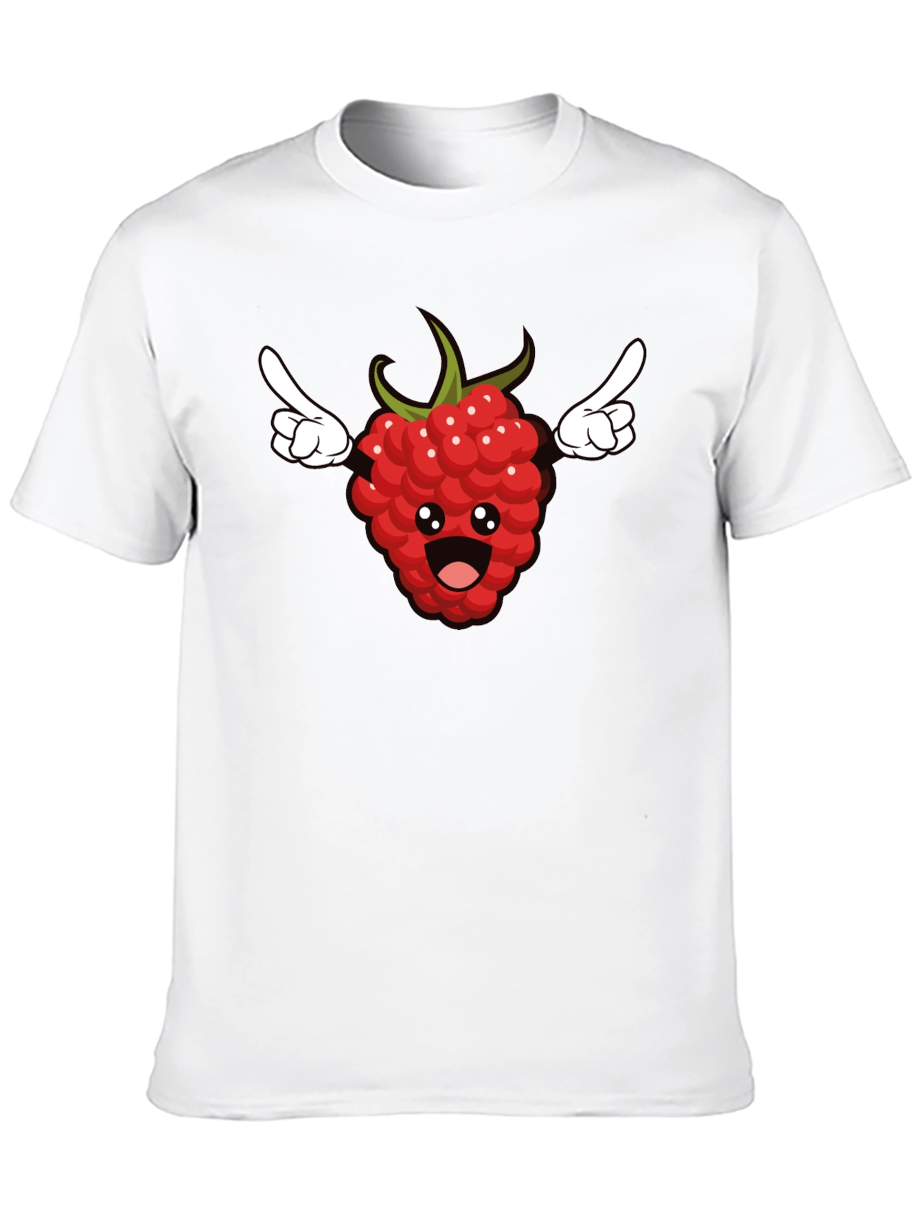 Funny Raspberry Cartoon Graphic T-Shirt - Black