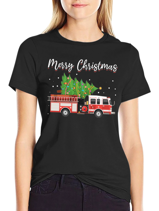 Merry Christmas Fire Truck T-Shirt