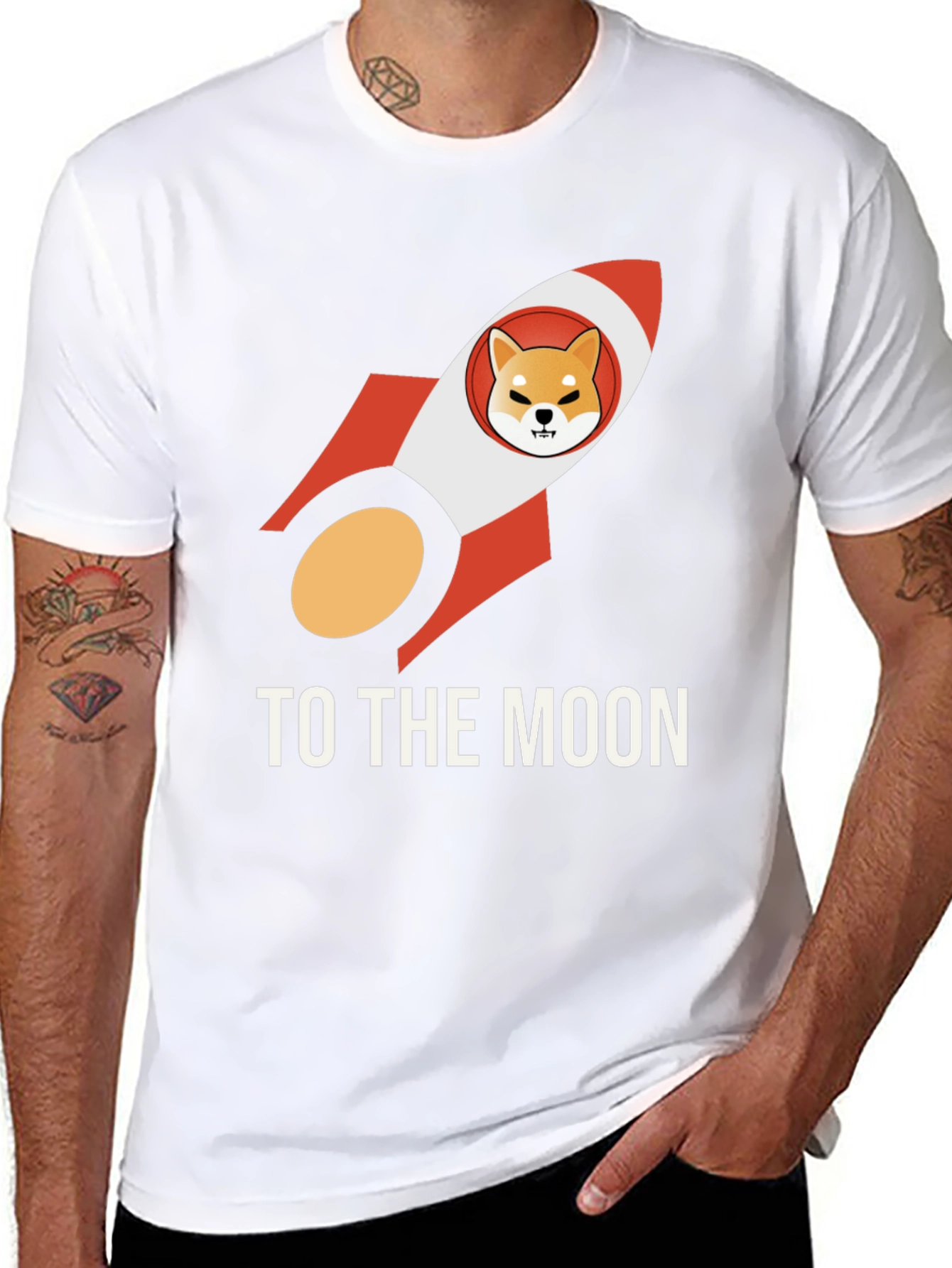 Shiba Inu Rocket to the Moon Black T-Shirt