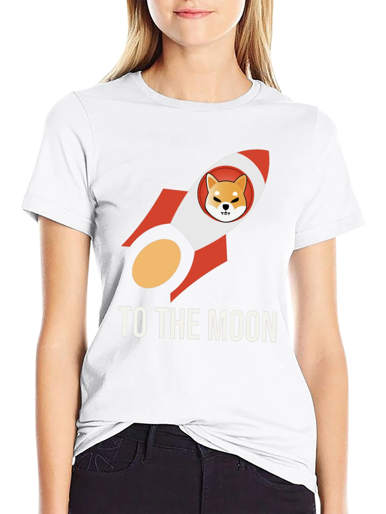 Shiba Inu Rocket to the Moon Black T-Shirt