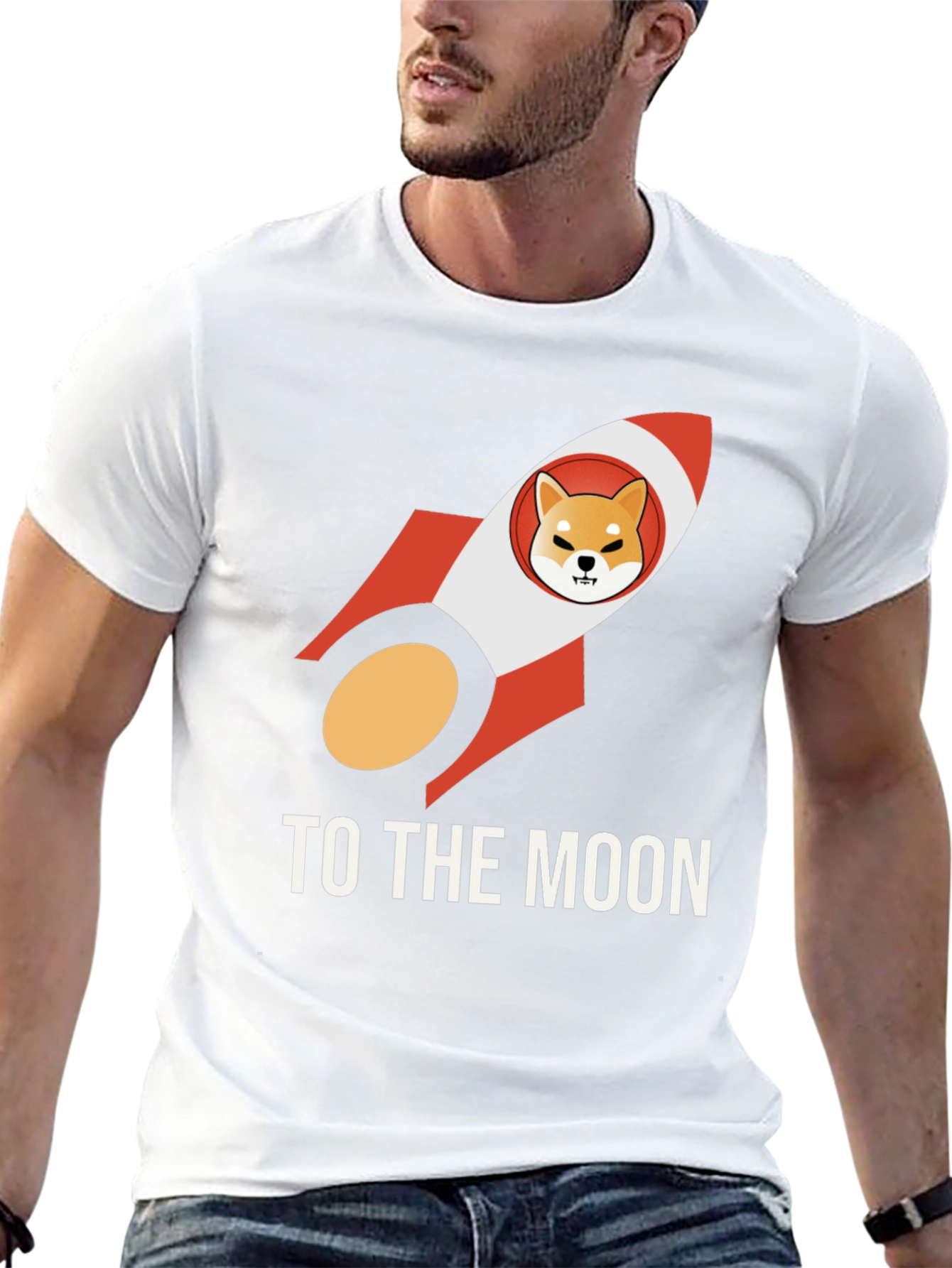 Shiba Inu Rocket to the Moon Black T-Shirt