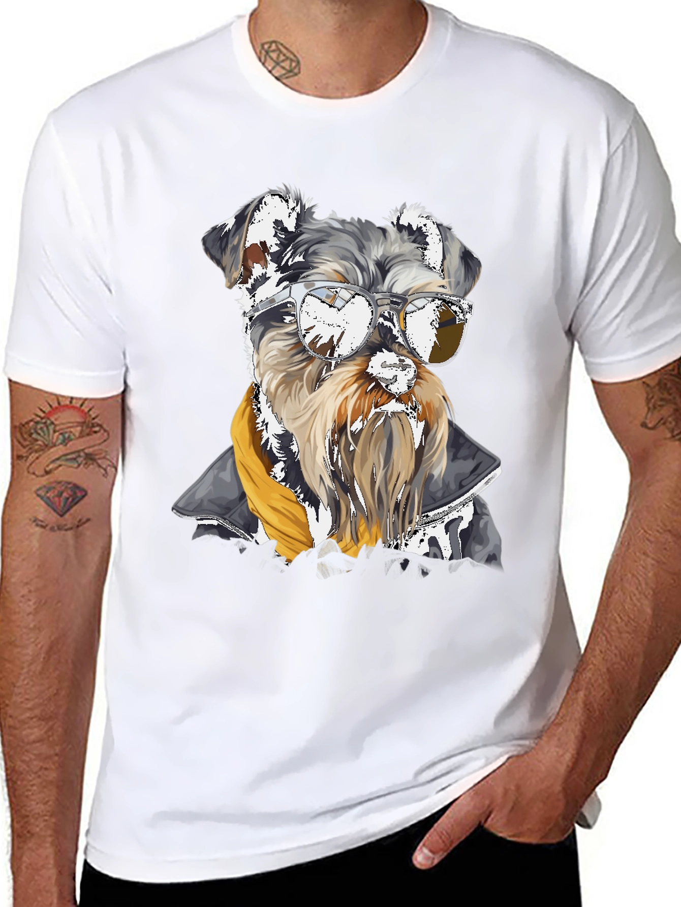 Cool Dog Graphic Tee - Schnauzer in Sunglasses