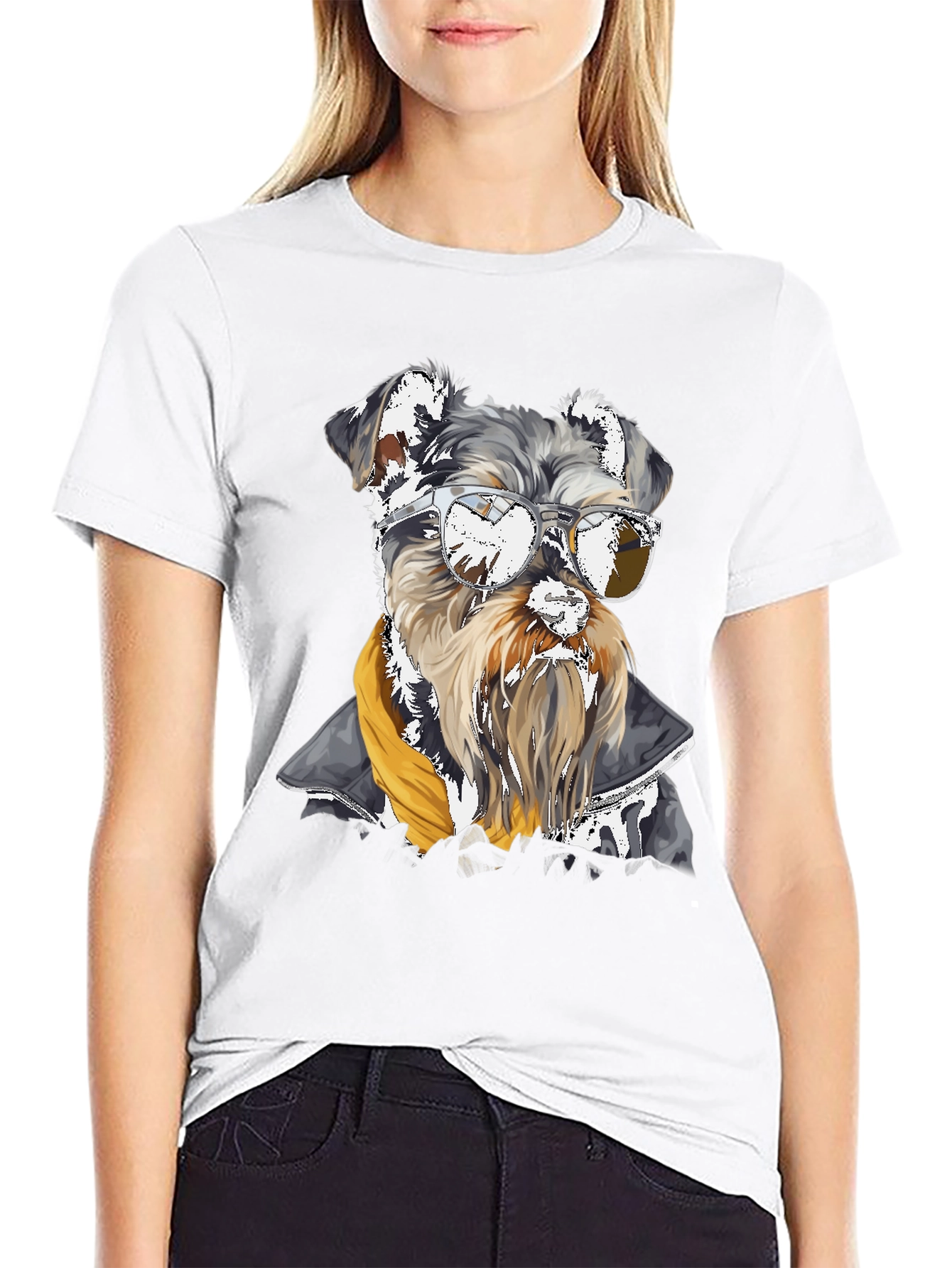 Cool Dog Graphic Tee - Schnauzer in Sunglasses