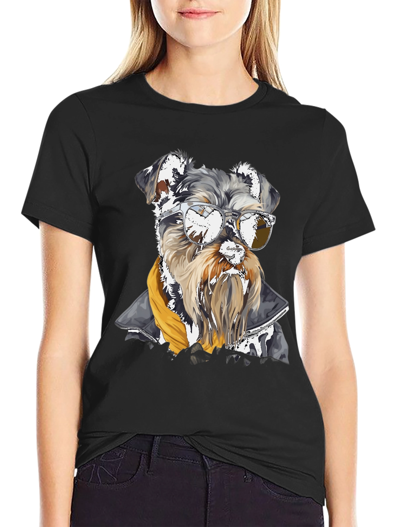 Cool Dog Graphic Tee - Schnauzer in Sunglasses