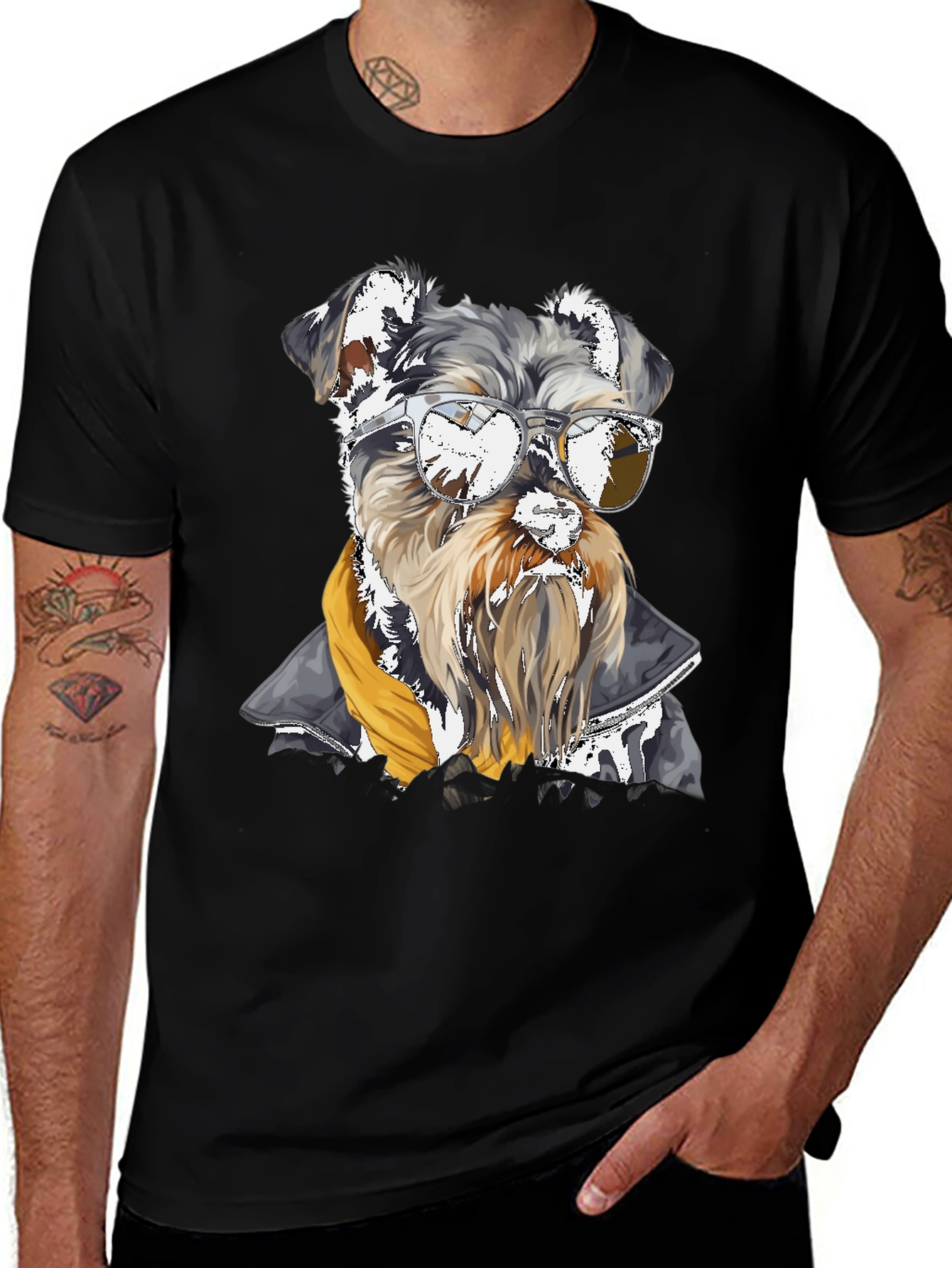 Cool Dog Graphic Tee - Schnauzer in Sunglasses