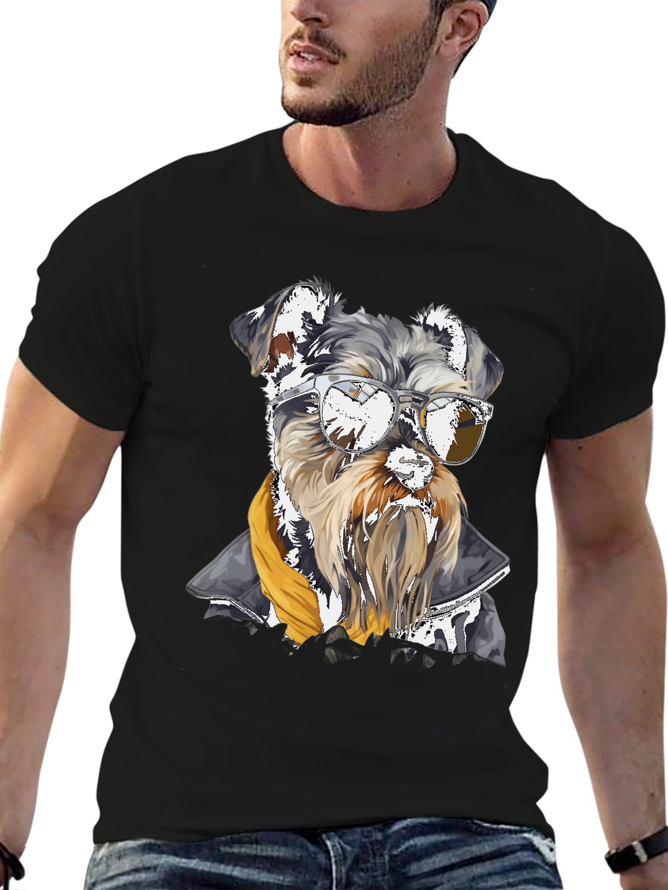 Cool Dog Graphic Tee - Schnauzer in Sunglasses