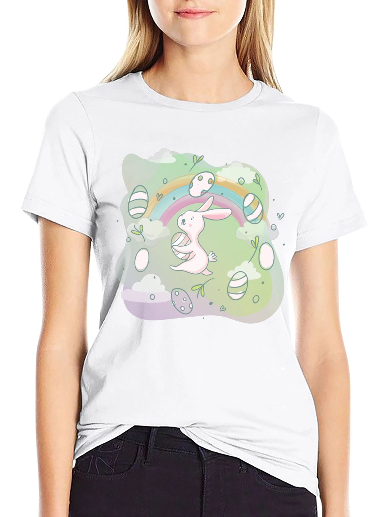 Easter Bunny Rainbow Graphic Tee