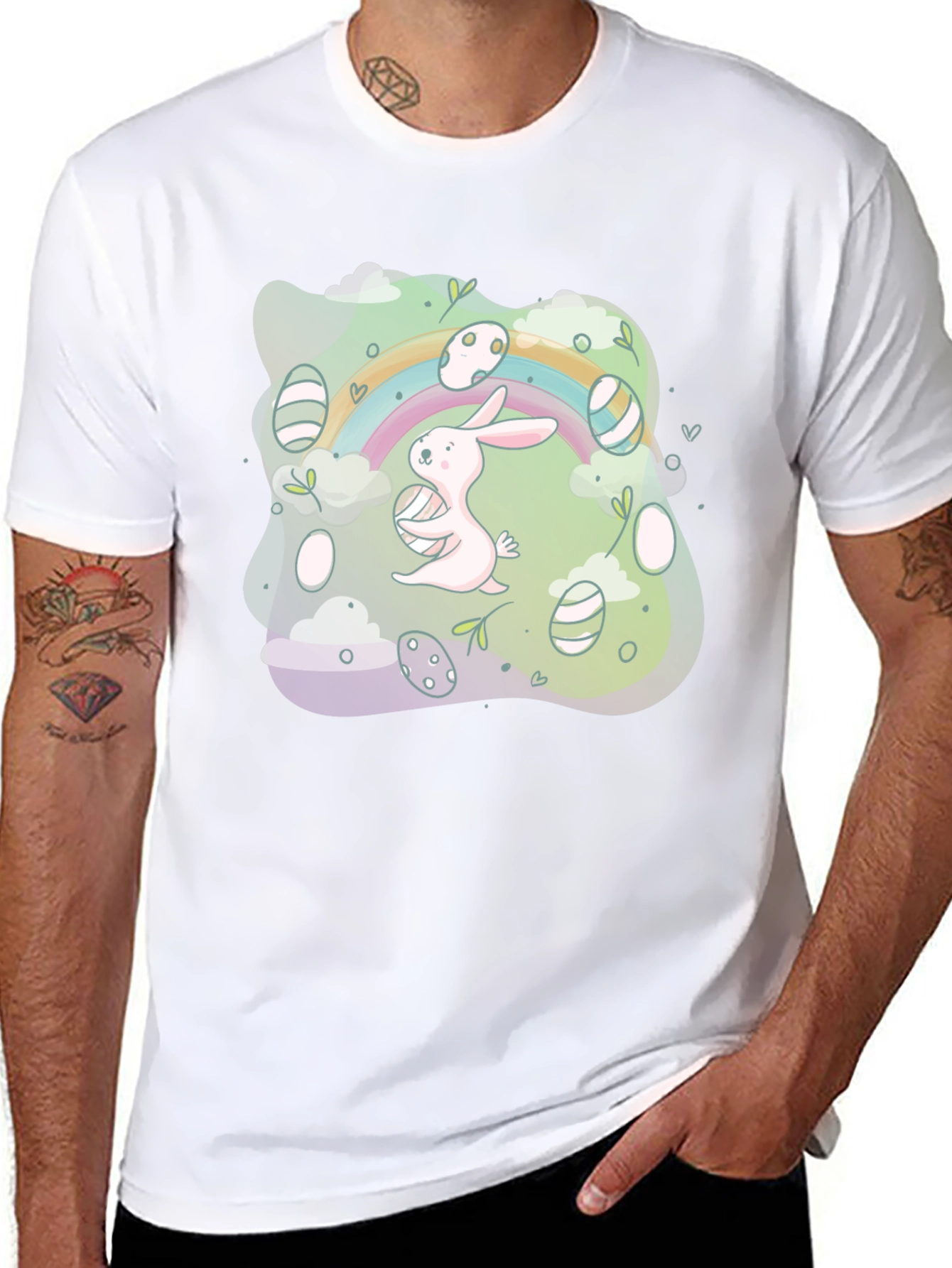 Easter Bunny Rainbow Graphic Tee