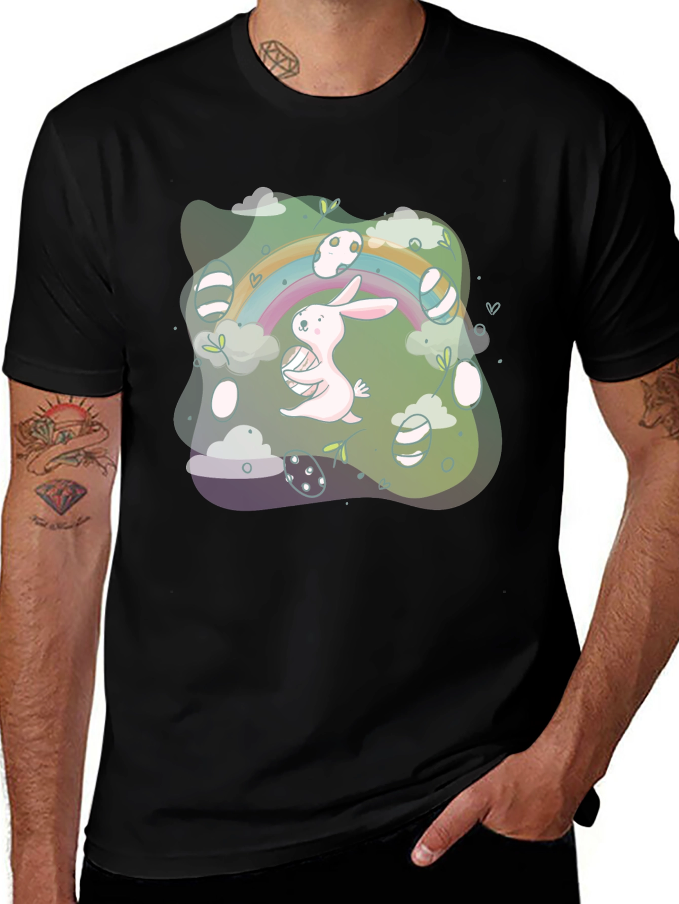 Easter Bunny Rainbow Graphic Tee
