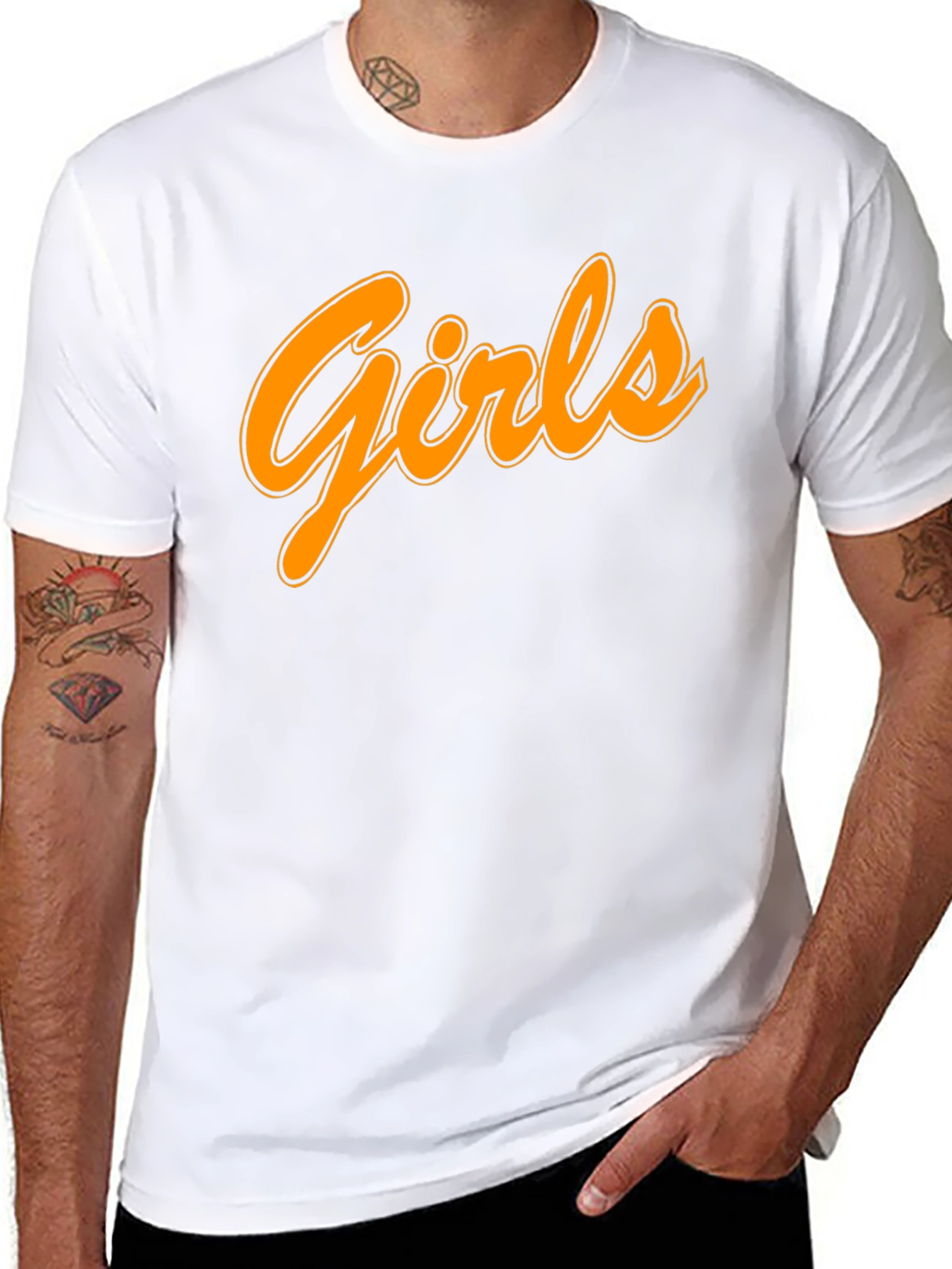 Mens Black T-Shirt with Girls Graphic Print