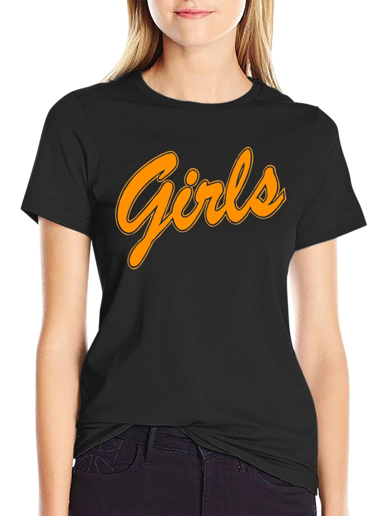 Mens Black T-Shirt with Girls Graphic Print