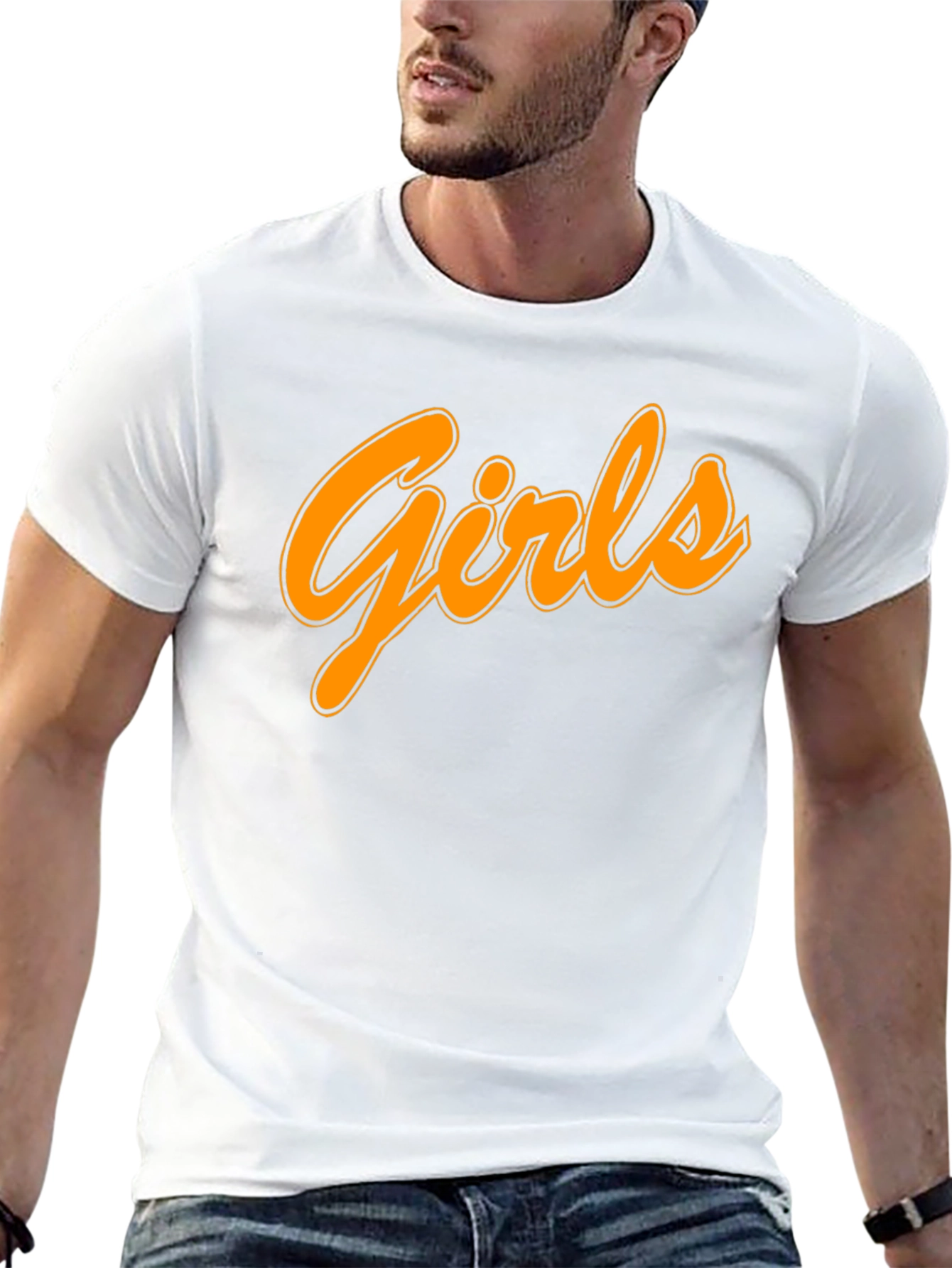 Mens Black T-Shirt with Girls Graphic Print