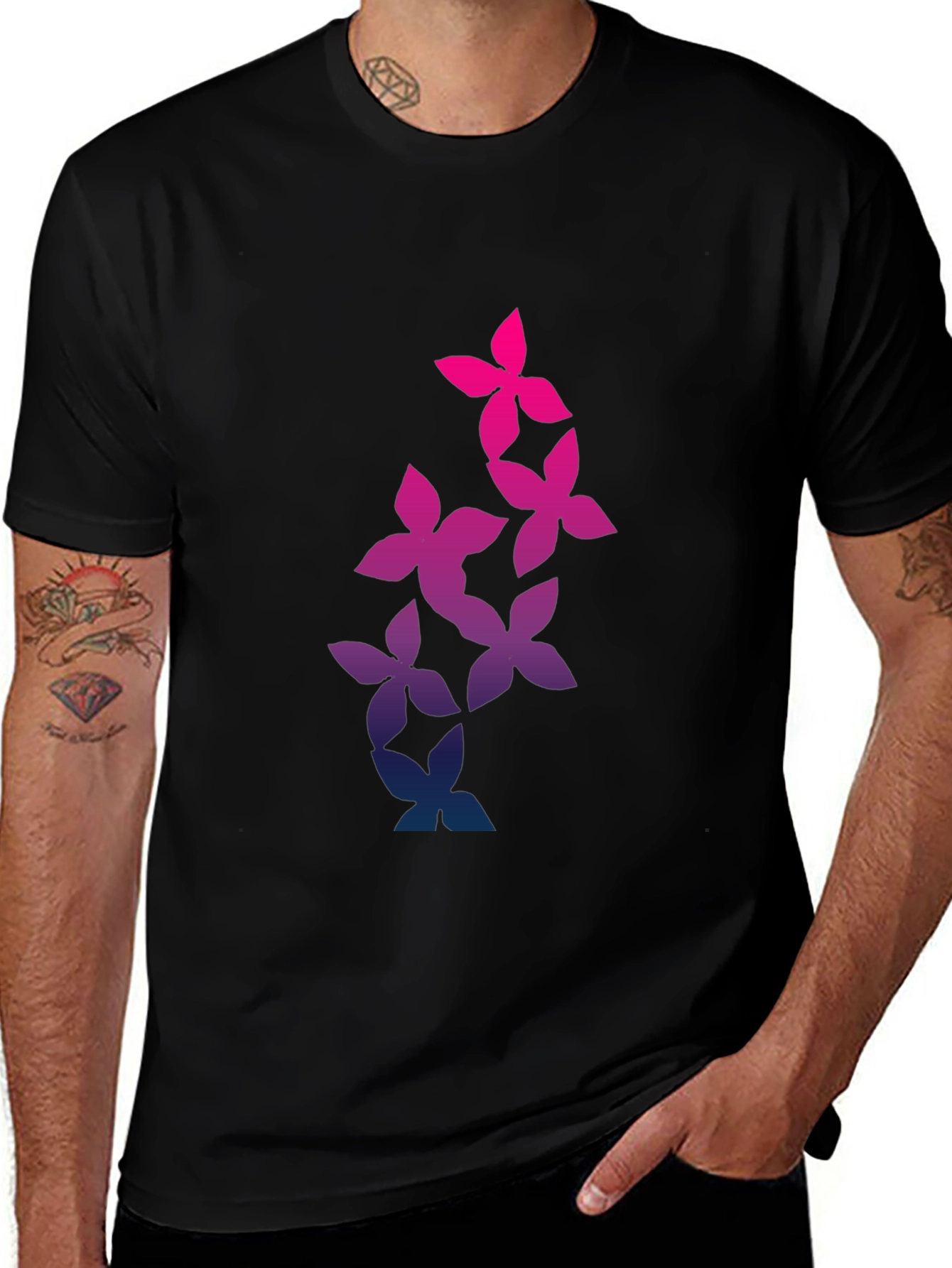 Floral Gradient T-Shirt - Stylish Mens Tee