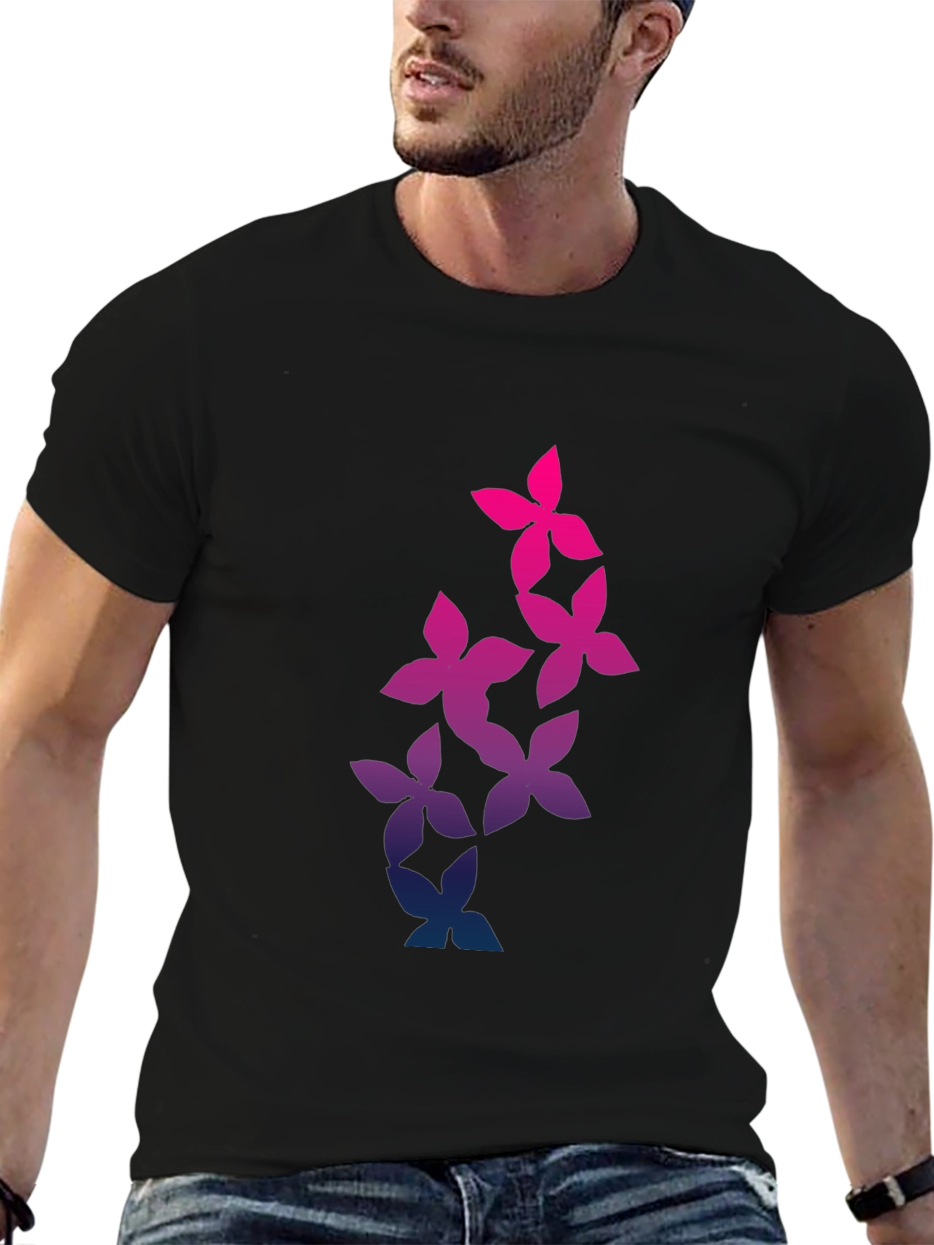Floral Gradient T-Shirt - Stylish Mens Tee