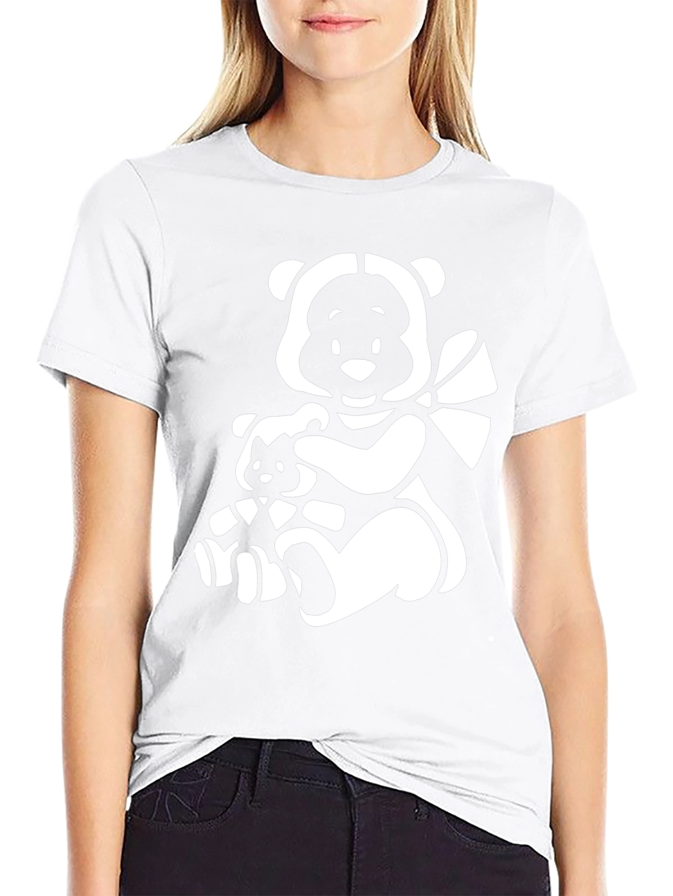 Black T-Shirt with Cute Bear Graphic