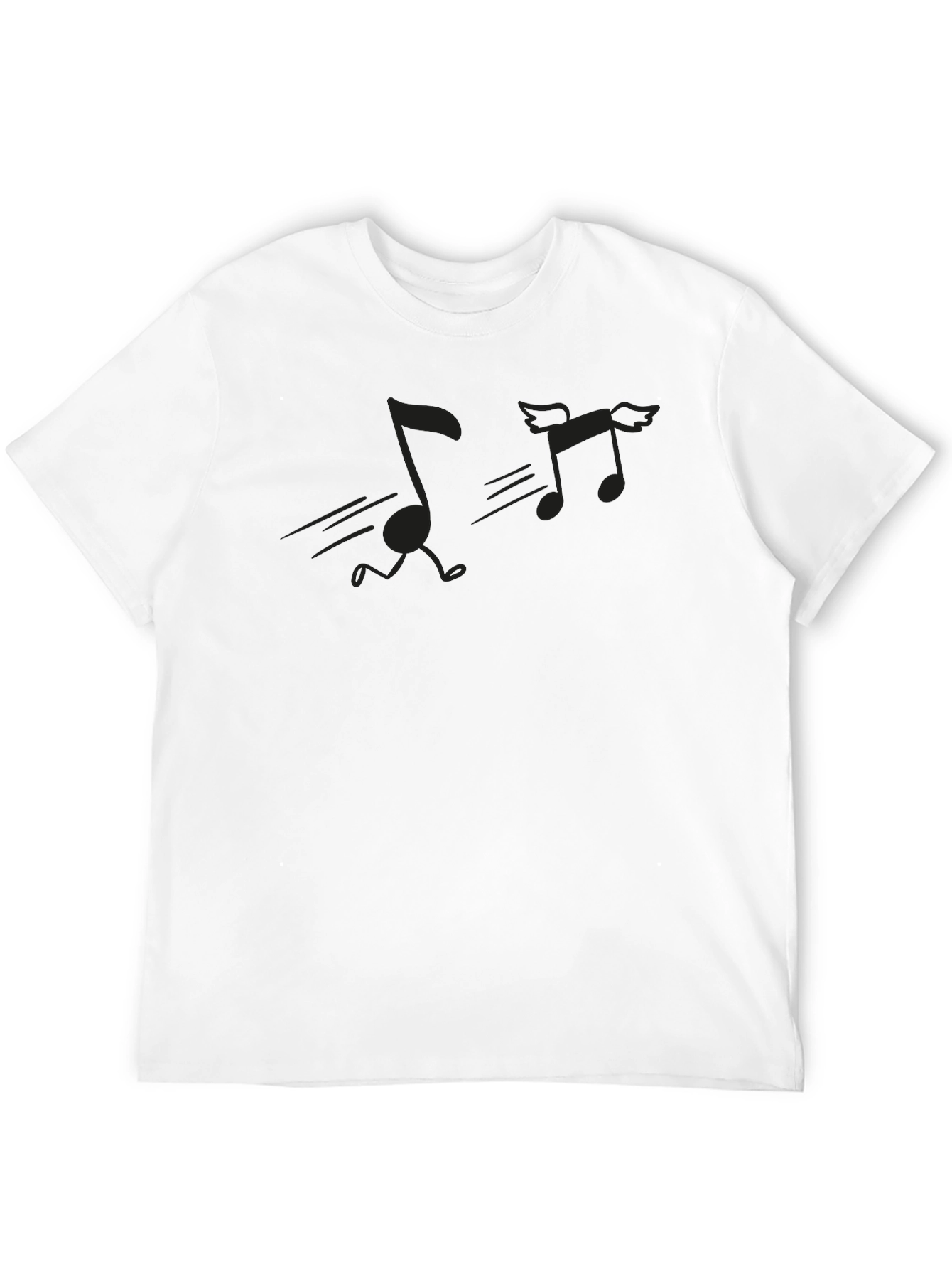 Musical Notes Graphic Tee - Black Crewneck T-Shirt